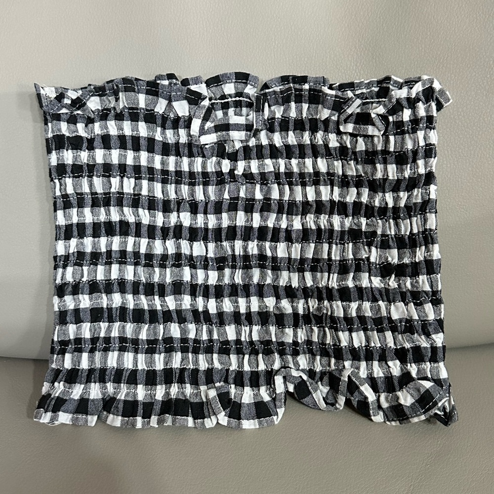 Tube Top checkered Black & White gingham